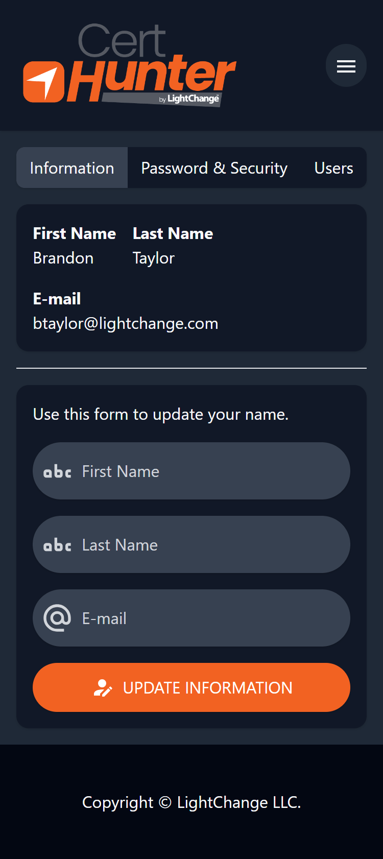 CertHunter Mobile Settings