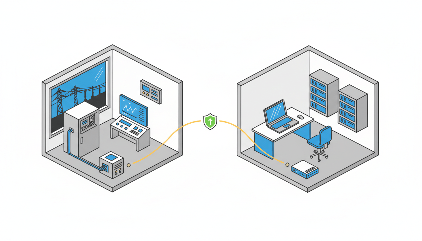 Diagram showing the many paths between an IT network and an OT network